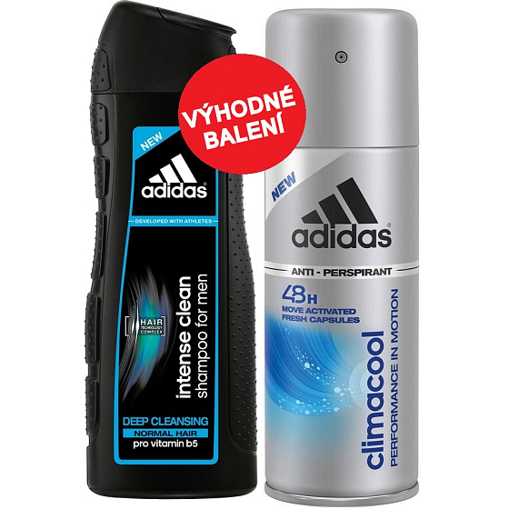 Adidas Climacool 48h antiperspirant deodorant spray for men 150 ml + Adidas Intense Clean shampoo for normal hair 200 ml, cosmetic set