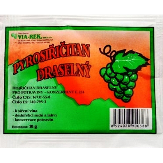 Via-Rek Potassium disulphite E224 Potassium pyrosulphite for foodstuffs - preservative 10 g