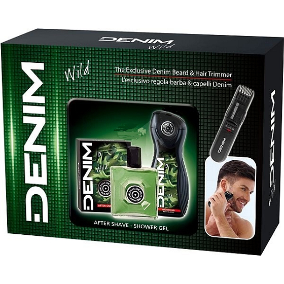 Denim Wild aftershave 100 ml + shower gel 250 ml + beard trimmer, cosmetic set