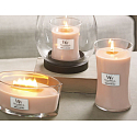 WoodWick Vanilla & Sea Salt - Vanilla and sea salt scented candle with wooden wick and lid glass small 85 g