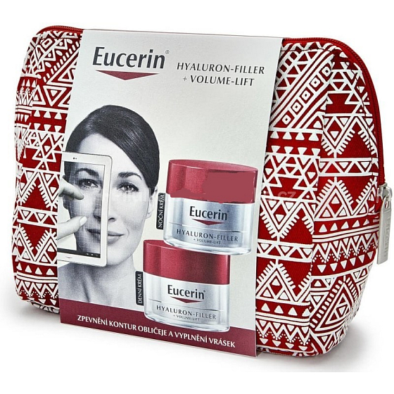 Eucerin Hyaluron-Filler + Volume-Lift Anti-age Night & Day Skin Care Cream For Restoring Volume And Firming Face Contours 2 x 50 ml + etui, cosmetic set