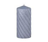 Arome Velor with grooving candle cylinder dark gray 70 x 150 mm