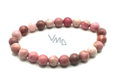 Rhodonite bracelet elastic natural stone, bead 8 mm / 16-17 cm, AA quality, forgiveness stone