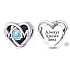 Charm Sterling silver 925 Openwork charm for mom and heart, bead on bracelet family