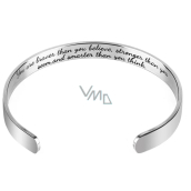 Stainless steel bracelet gold-plated with double-sided engraving You are braver than you think.., open cuff, 2.5 mm