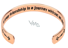 Stainless steel bracelet gold-plated with engraving True Friendship, open cuff, 2.5 mm