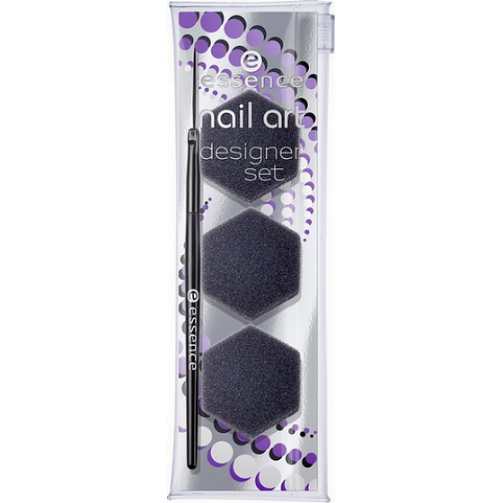Essence Nail Art Designer brush 1 piece + sponge 3 pieces nail set
