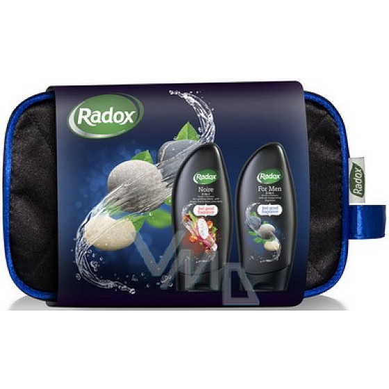 Radox Charismatic for Men and Noire shower gels 250 ml + bag, cosmetic set for men