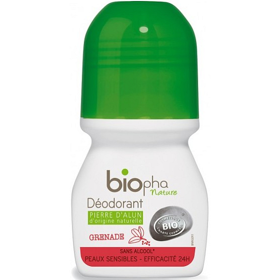 BioPha Pomegranate ball deodorant without alcohol, salt, aluminum for sensitive skin in organic quality roll-on for women 50 ml