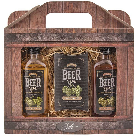 Bohemia Gifts Beer Spa shower gel 100 ml + bath salt 150 g + hair shampoo 100 ml, cosmetic set