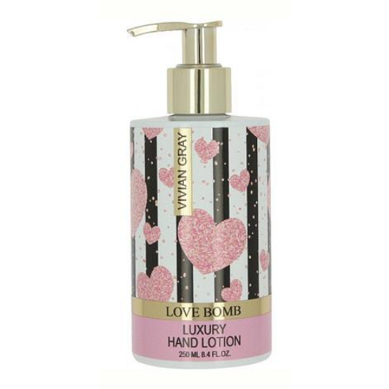 Vivian Gray Love Bomb luxury hand lotion with 250 ml dispenser