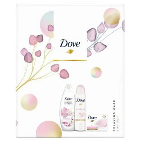 Dove Nourishing Secrets Radiant Ritual Lotus Flower and Rice Water Shower Gel 250 ml + antiperspirant deodorant spray 150 ml + toilet soap 100 g, cosmetic set