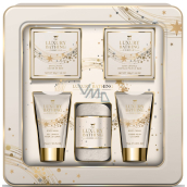 Grace Cole Bergamot, Ginger & Lemongrass cleansing gel 75 ml + body lotion 75 ml + bath crystals 100 g + bath pearls 80 g + flannel washcloth + tin box, cosmetic set for women