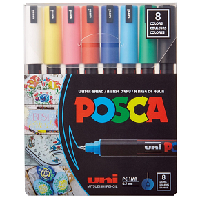 Posca Universal set of acrylic markers 0,7 - 1 mm Basic colours 8 pieces PC-1MR