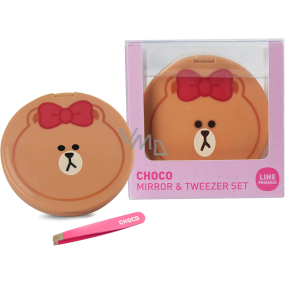 Line Friends Choco compact double mirror with tweezers 5 cm