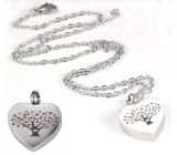 Commemorative urn pendant, Heart, tree of life waterproof, stainless steel 20 x 26 mm