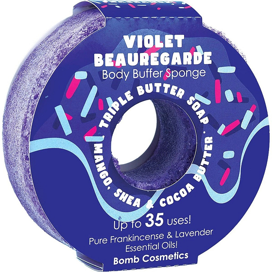 Bomb Cosmetics Violet Beauregarde Donut natural shower massage bath sponge with fragrance 165 g