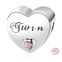 Charm Sterling Silver 925 Twin Hearts, Bead for Family Bracelet