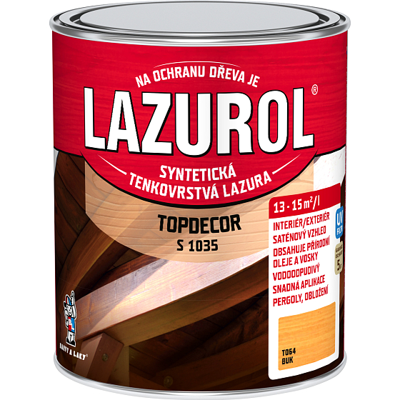 Lazurol Topdecor S1035 thin-layer wood stain T064 beech, 750 ml