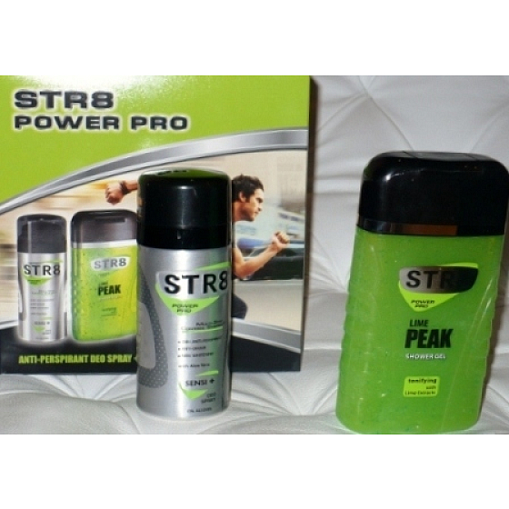 Str8 Power Pro Lime Peak Sensi 150 ml deodorant spray + 250 ml shower gel, cosmetic set