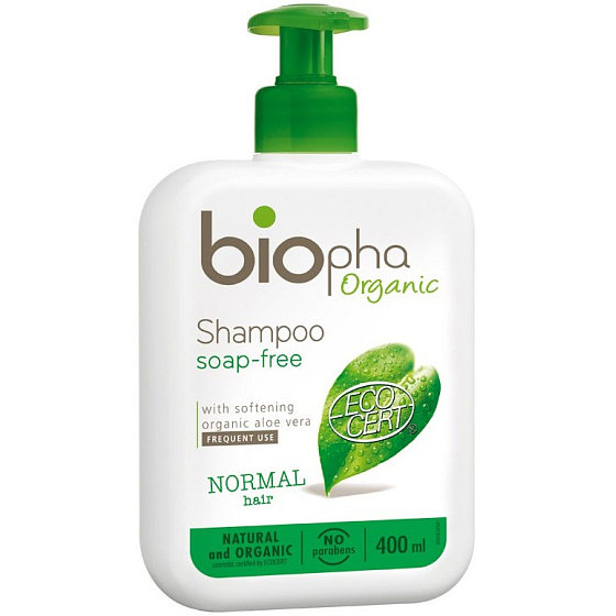 BioPha Aloe Vera soap-free shampoo for normal hair in a bio-quality dispenser of 400 ml