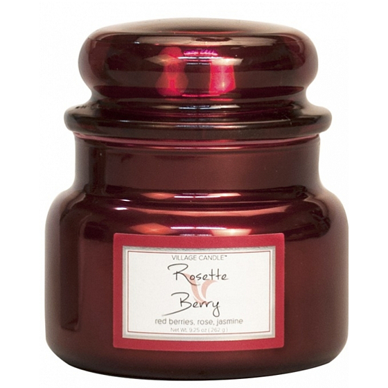 Village Candle Rose and Red Fruit - Rosette Berry scented candle in glass 2 wicks 262 g