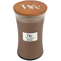 WoodWick Amber & Incense - Ambergris and incense scented candle with wooden wick and lid glass large 609 g
