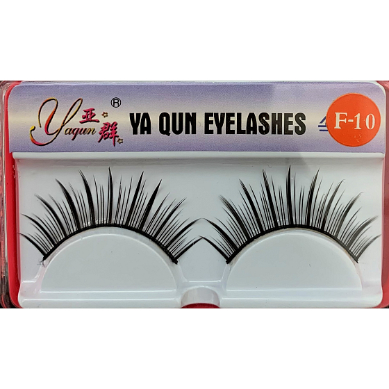 EyelaShes Artificial eyelashes with glue F-10 Black 1 pair