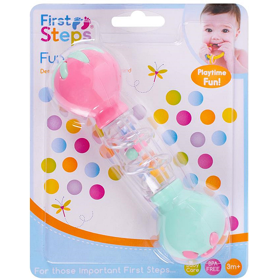 First Steps Fun Rattle Dumbbell Rattle pink-green 15 cm 1 piece