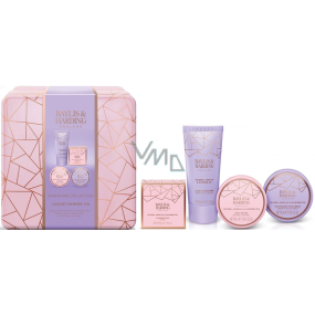 Baylis & Harding Jojoba, Vanilla and Almond shower cream 50 ml + hand cream 50 ml + solid soap 50 g + body butter 50 ml + tin box, cosmetic set for women