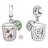 Charm Sterling silver 925 Iced tea and sugar slice, food and drink bracelet pendant