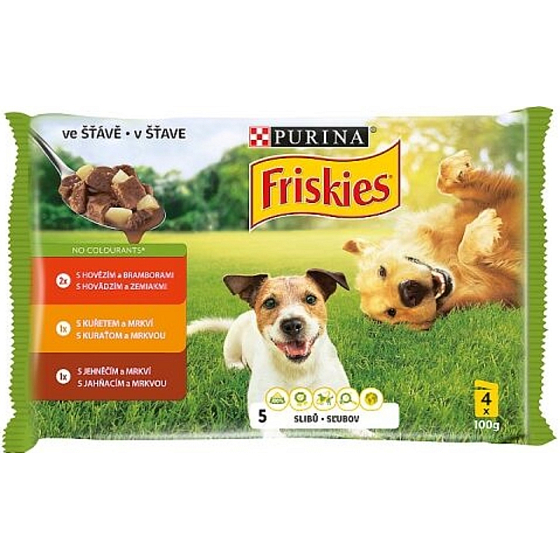 Purina Friskies beef, chicken, lamb with carrots in juice complete food for dogs capsule 4 x 100 g