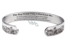 Stainless steel bracelet silver with engraving The day I lost you, open cuff, 10 mm