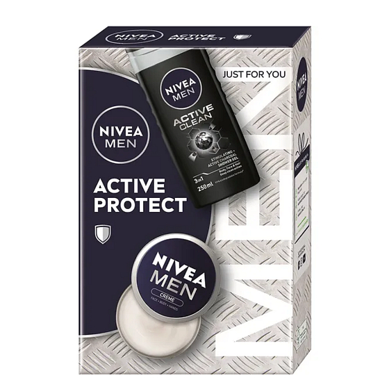 Nivea Men Active Protect Moisturizing Cream 75 ml + Nivea Active Clean Shower Gel 250 ml, Cosmetic Set for Men