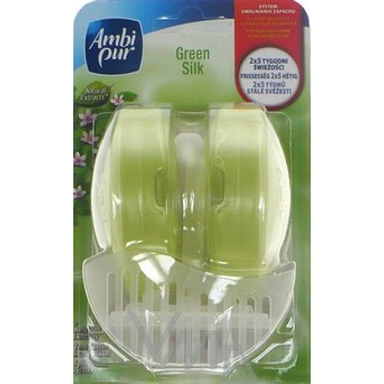 Ambi Pur Flush Green Silk Wc block liquid curtain complete 2 x 55 ml