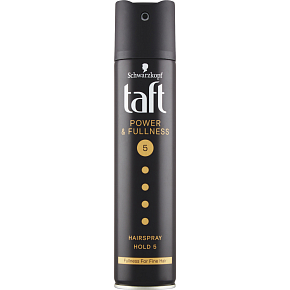 Taft Power & Fullness, hairspray mega strong hold, hold strength 5, 250 ml
