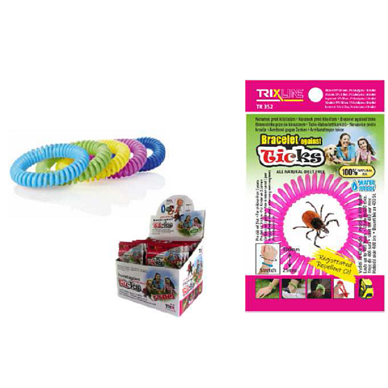 Trixline Repellent Waterproof Bracelet - Elastic Band Against Ticks with Citriodiol 1 Piece, TR 352 Random Color Selection