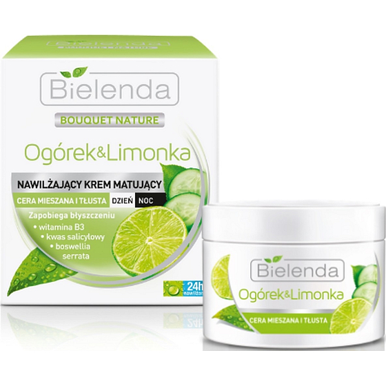 Bielenda Bouquet Nature Cucumber & Lime mattifying cream with cucumber and lime day/night 50 ml