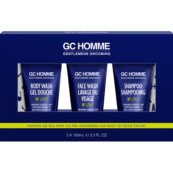 Grace Cole GC Sport body wash 100 ml + facial cleansing gel 100 ml + shampoo 100 ml, cosmetic set for men