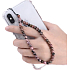 Rhodonite pendant for mobile phone against loss, natural stone bead 6 mm / 28,5 cm, stone of forgiveness
