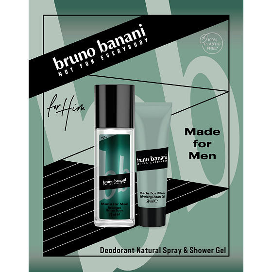 Bruno Banani Made perfumed deodorant glass for men 75 ml + shower gel 50 ml, cosmetic set for men
