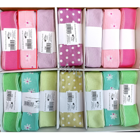 Ditipo Fabric ribbon Flora pastel light pink with white flowers 3 m x 25 mm