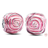 Charm Sterling silver 925 Pink rose in bloom, bead on bracelet nature