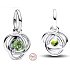 Charm Sterling silver 925 Green light circle of eternity August, pendant on bracelet symbol