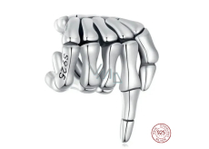 Charm Sterling Silver 925 Skeleton Hand, Bead for Halloween Bracelet