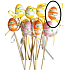 Plastic orange egg, flowers recess 4 cm + skewers