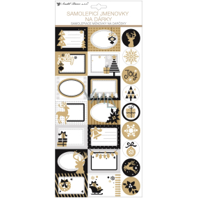 Self-adhesive gift tags with glitters white-brown 18 x 40 cm 23 pieces