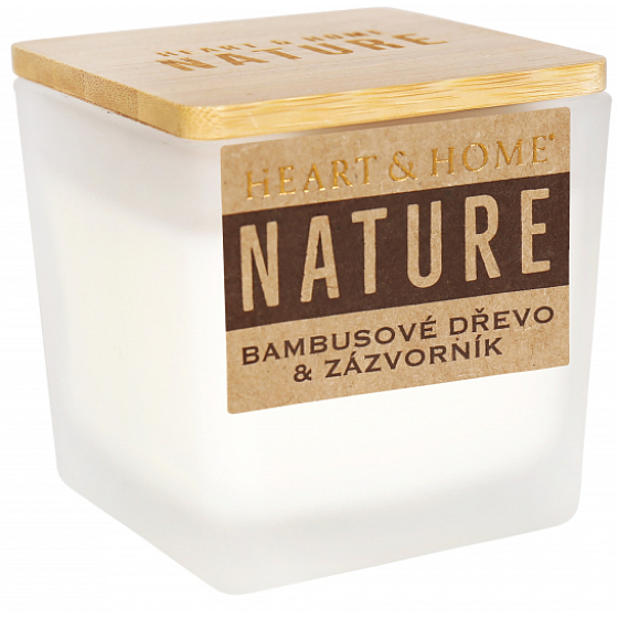 Heart & Home Nature Bamboo Wood and Ginger Scented Candle Small Glass, Burn Time Up to 20 Hours 90 g