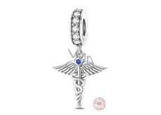 Charm Sterling silver 925 Graduation - Aesculapius staff - emblem of doctors and pharmacists, Graduate pendant on a bracelet job