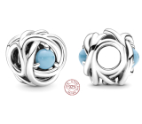 Charm Sterling silver 925 Infinite circle of eternity December turquoise, bead for bracelet